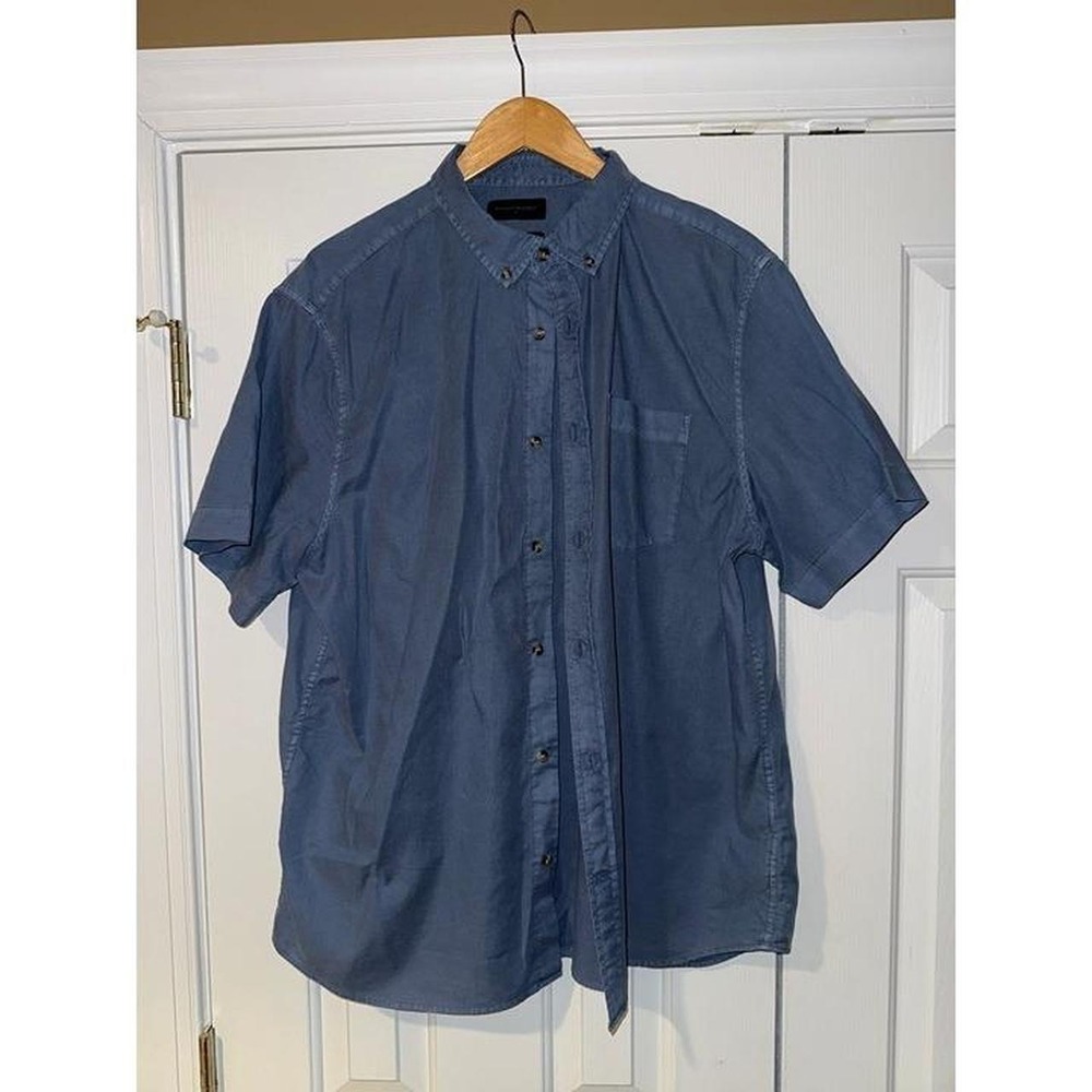 Blue BANANA REPUBLIC Slim Fit Short Sleeved Shirt Sz XL